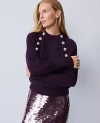 Ann Taylor Petite Embellished Mock Neck Sweater In Purple