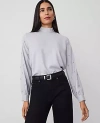Ann Taylor Petite Embellished-sleeve Mock-neck Top In Magnesium