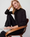 Ann Taylor Petite Essential Embellished Mock Neck Sweater In Black