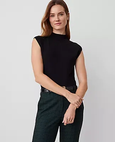 Ann Taylor Petite Essential Mock Neck Wedge Shell Top In Black