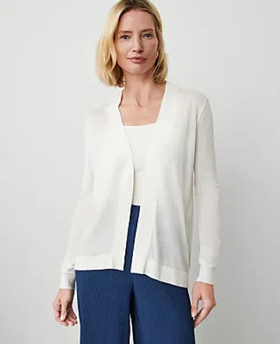 Ann Taylor Petite Essential Open Cardigan In White