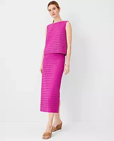 Ann Taylor Petite Eyelet A-line Skirt In Magenta Shadow
