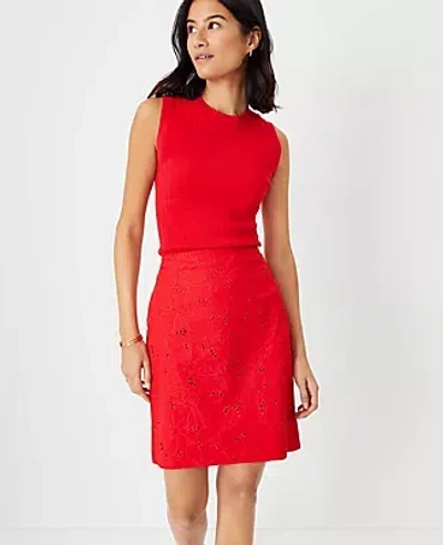 Ann Taylor Petite Eyelet A-line Skirt In Peppermint Stick