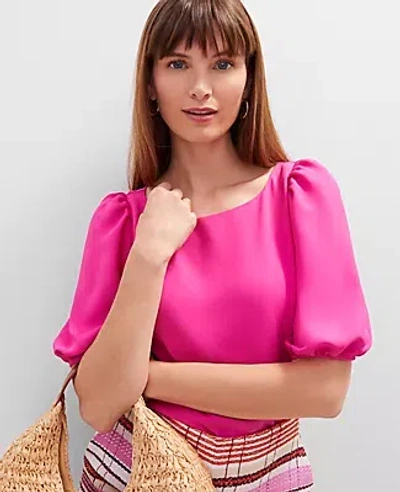 Ann Taylor Petite Eyelet Boatneck Popover Top In Purple
