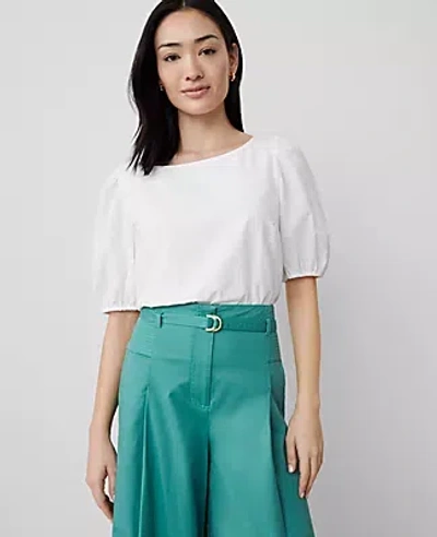 Ann Taylor Petite Eyelet Boatneck Popover Top In White