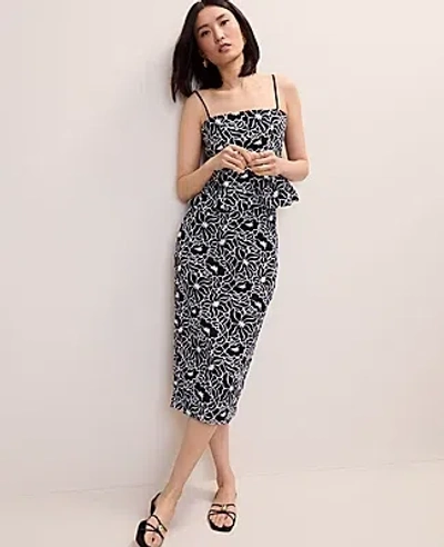 Ann Taylor Petite Eyelet Column Midi Skirt In Black
