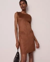 Ann Taylor Petite Faux Suede Seamed Sheath Dress In Brown