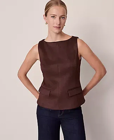 Ann Taylor Petite Faux Suede Shell Top In Brown