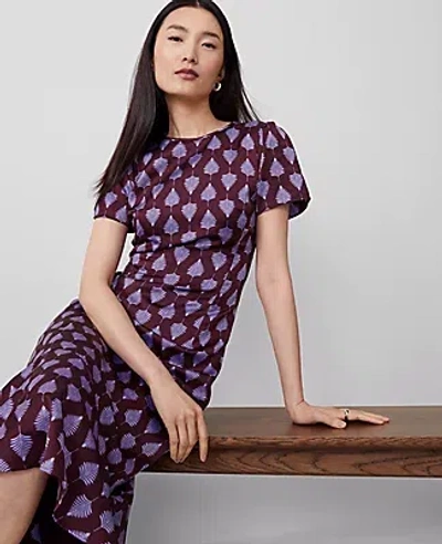 Ann Taylor Petite Fern Flounce Shift Dress In Mauve Rose