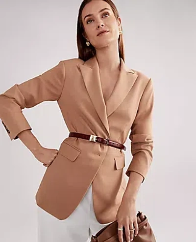 Ann Taylor Petite Fitted Long Blazer In Brown