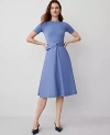 Ann Taylor Petite Flare Midi Dress In Colony Blue