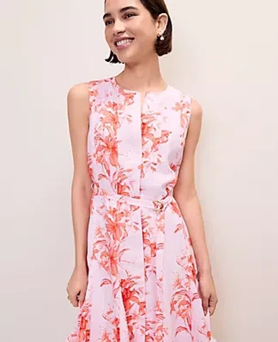 Ann Taylor Petite Floral Belted Flare Dress