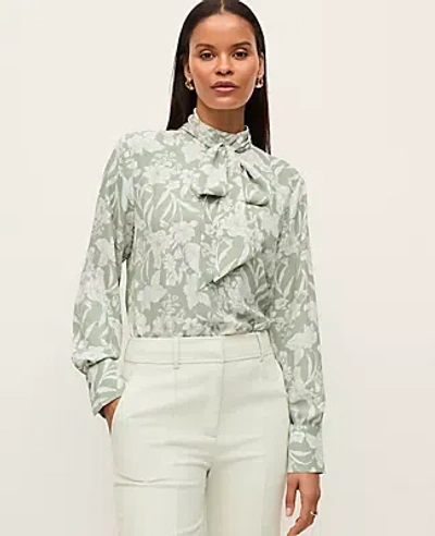 Ann Taylor Petite Floral Bow Blouse