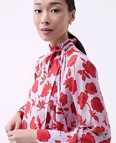 Ann Taylor Petite Floral Bow Blouse In Multi