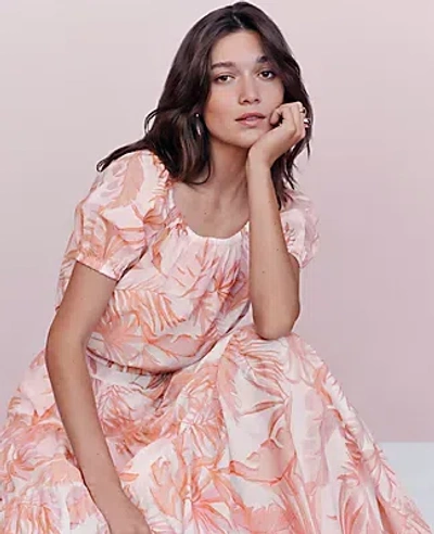 Ann Taylor Petite Floral Bubble Hem Top In Pink