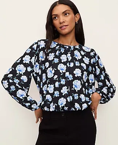 Ann Taylor Petite Floral Bubble Hem Top In Multi