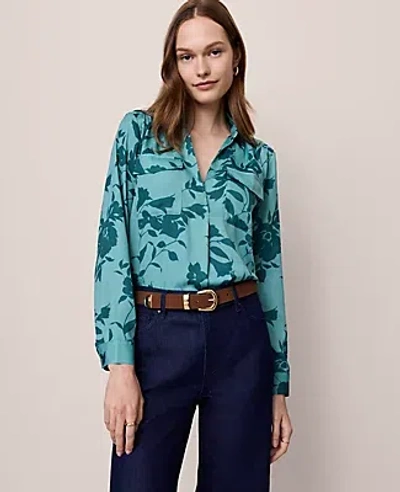 Ann Taylor Petite Floral Camp Shirt In Multi