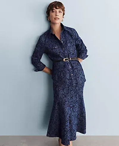 Ann Taylor Petite Floral Denim Trumpet Skirt In Colorway 1