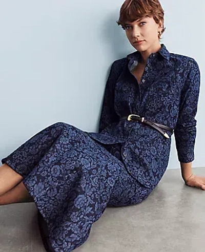 Ann Taylor Petite Floral Flared Denim Shirt In Colorway 1