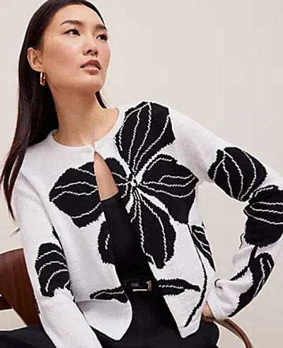 Ann Taylor Petite Floral Jacquard Open Cardigan