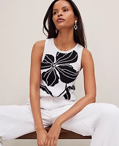 Ann Taylor Petite Floral Jacquard Sweater Shell Top