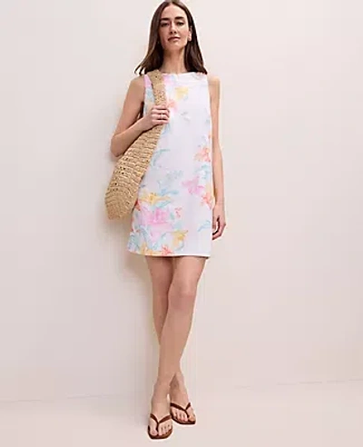 Ann Taylor Petite Floral Linen Blend Shift Dress In Multi