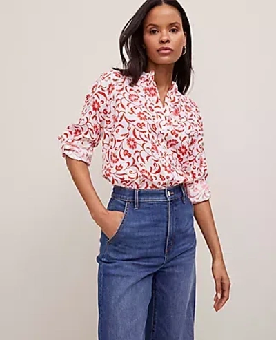 Ann Taylor Petite Floral Linen Relaxed Essential Shirt