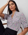 Ann Taylor Petite Floral Ruffle Collar Blouse In Orchid Glow