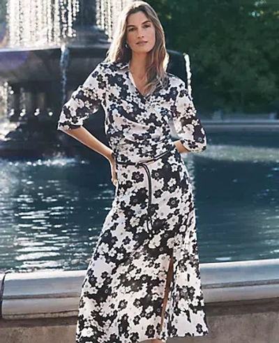 Ann Taylor Petite Floral Satin Maxi Skirt In Black