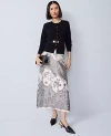 Ann Taylor Petite Floral Satin Midi Skirt