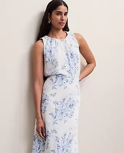 Ann Taylor Petite Floral Shirred Tank Top In Multi