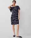 Ann Taylor Petite Floral Short Sleeve Shift Dress In Night Sky