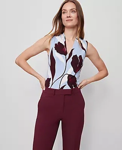 Ann Taylor Petite Floral Sleeveless V-neck Top In Blue