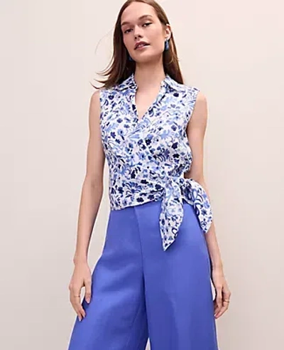Ann Taylor Petite Floral Tie Waist Blouse