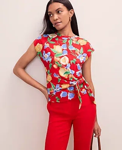 Ann Taylor Petite Floral Tie Waist Tee
