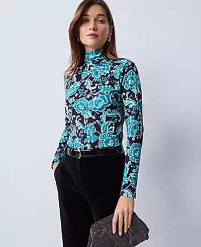 Ann Taylor Petite Floral Turtleneck Top In Purple