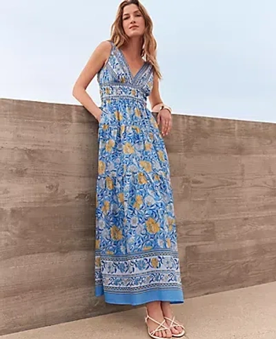 Ann Taylor Petite Floral V-neck Flare Maxi Dress