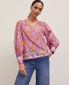 Ann Taylor Floral V-neck Popover Top