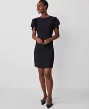 Ann Taylor Petite Flutter Sleeve Flare Dress In Black