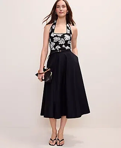 Ann Taylor Petite Full Midi Skirt In Black