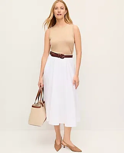 Ann Taylor Petite Full Midi Skirt In White