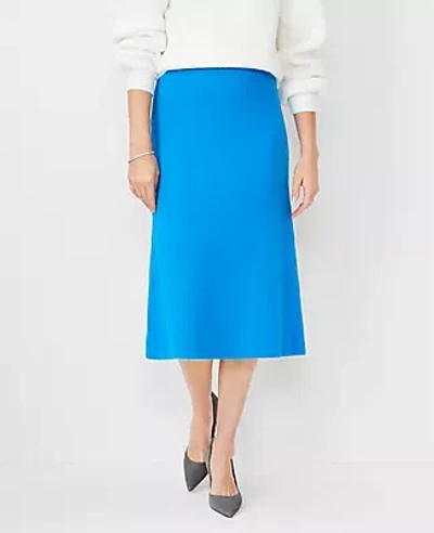 Ann Taylor Petite Fuzzy Long Sweater Skirt In Azurite