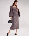 Ann Taylor Petite Gathered Strapless Midi Dress In Gray