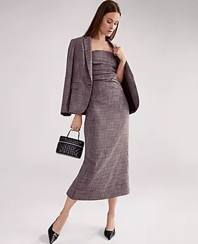 Ann Taylor Petite Gathered Strapless Midi Dress In Gray