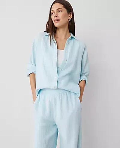 Ann Taylor Petite Gauze Oversized Blouse In Blue Glow