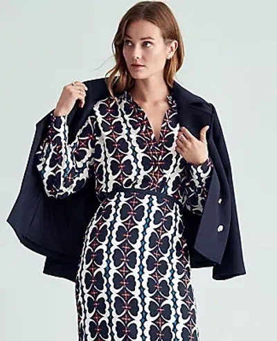 Ann Taylor Petite Geo Border Shirt In Night Sky