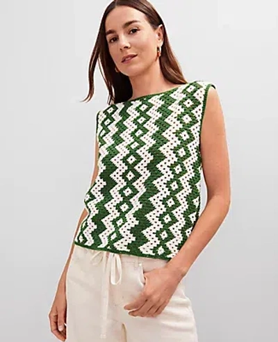 Ann Taylor Petite Geo Crochet Sweater Shell Top In Multi
