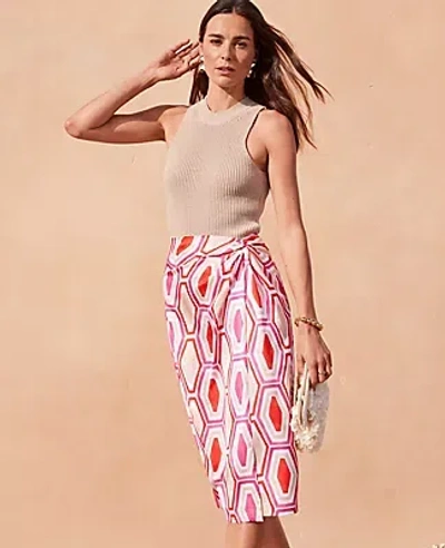 Ann Taylor Petite Geo Knot Wrap Pencil Skirt In Bold Pink
