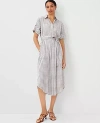 Ann Taylor Petite Geo Midi Shift Dress In White