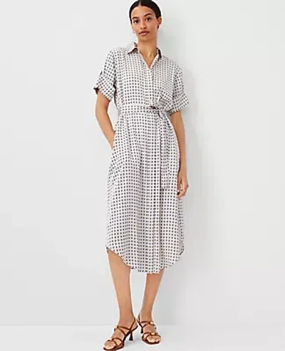 Ann Taylor Petite Geo Midi Shift Dress In White
